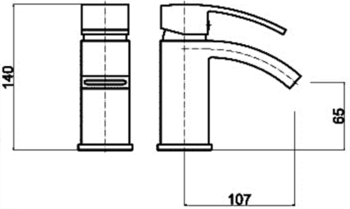 Technical image of Ultra Vibe Waterfall Cloakroom Basin Tap (Chrome).