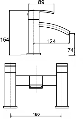 Technical image of Ultra Vibe Waterfall Basin Mixer & Bath Filler Tap Set (Chrome).