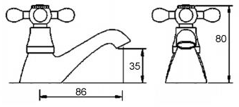 Technical image of Nuie Viscount Basin & Bath Taps Pack (Chrome).