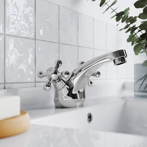 Example image of Nuie Viscount Basin Mixer & Bath Shower Mixer Taps Pack (Small Handset).