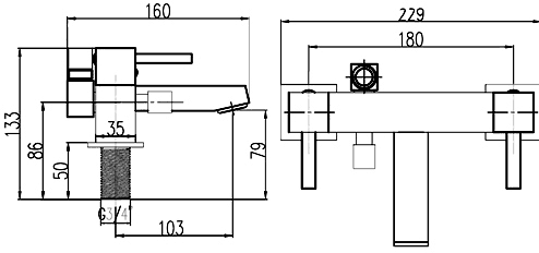 Technical image of Ultra Volt Bath Filler Tap (Chrome).