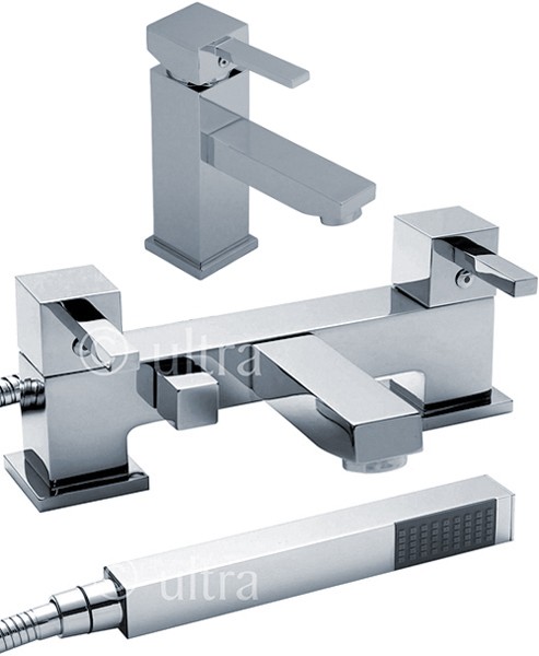 Larger image of Ultra Volt Basin & Bath Shower Mixer Tap Set (Free Shower Kit).