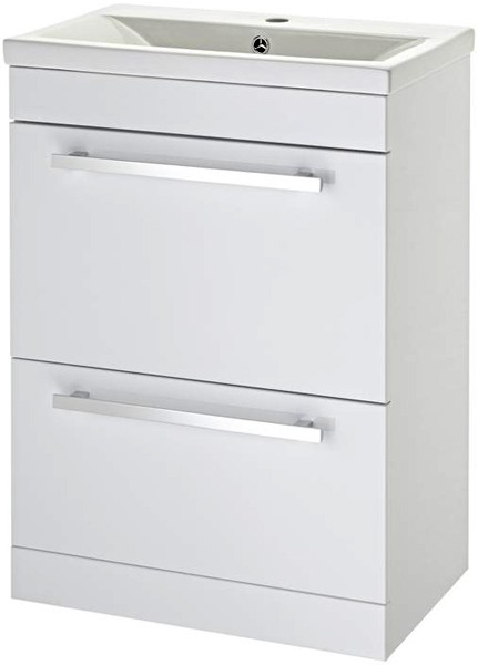 Larger image of Premier Eden Vanity Unit With Door & Drawer & Basin (White). 600x800mm.