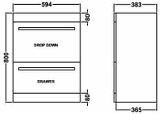 Technical image of Premier Eden 600mm Vanity Unit Suite With BTW Unit, Pan & Seat (White).