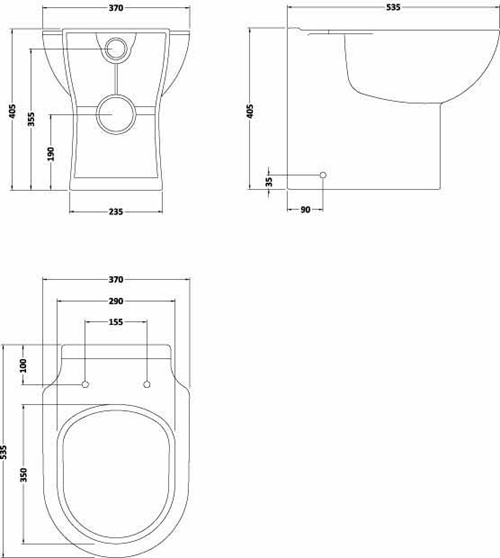 Technical image of Premier Cardinal 800mm Vanity Unit Suite With BTW Unit, Pan & Seat (White).