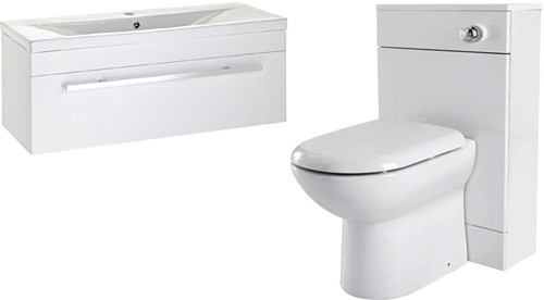 Larger image of Premier Eden 1000mm Vanity Unit Suite With BTW Unit, Pan & Seat (White).