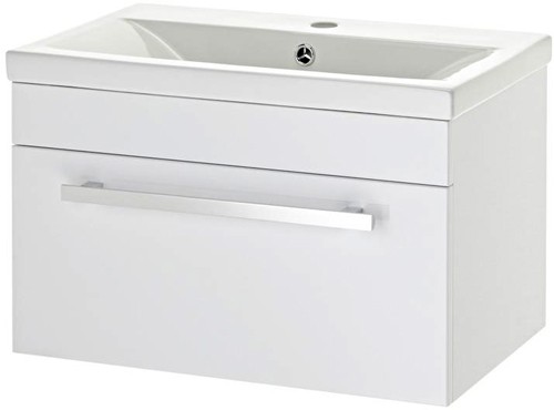 Larger image of Premier Eden Wall Mounted Vanity Unit With Door (White). 600x350mm.