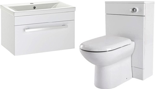 Larger image of Premier Eden 600mm Vanity Unit Suite With BTW Unit, Pan & Seat (White).