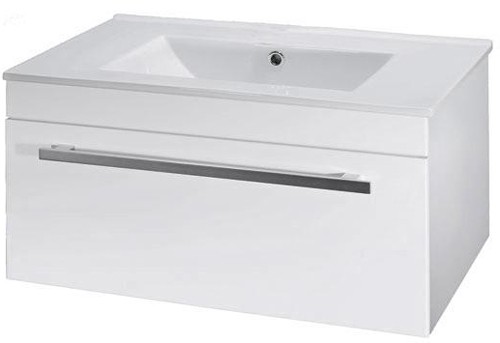 Larger image of Premier Cardinal Wall Mounted Vanity Unit With Door (White). 1000x350mm.