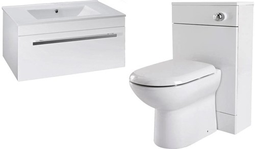 Larger image of Premier Cardinal 800mm Vanity Unit Suite With BTW Unit, Pan & Seat (White).