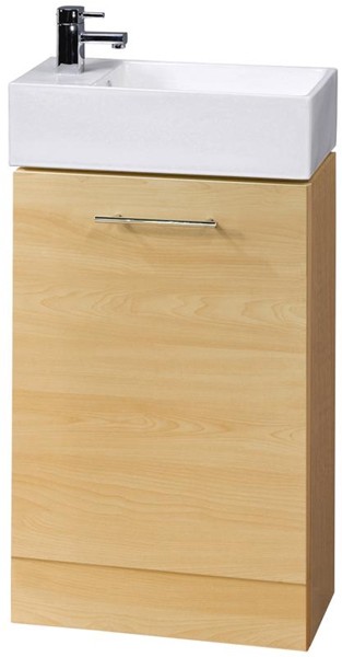 Larger image of Premier Furniture Compact Vanity Unit & Basin (Beech). 480x825mm.