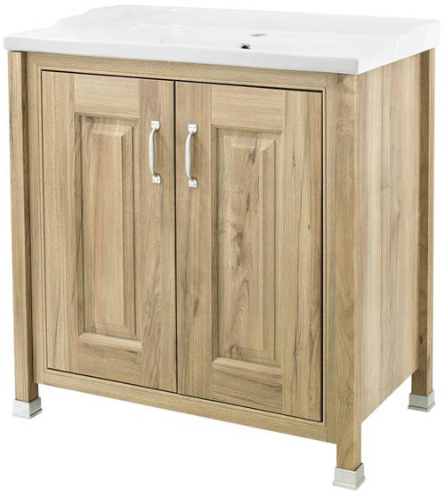 Example image of Old London Furniture 800mm Vanity & Mirror Cabinet Pack (Walnut).