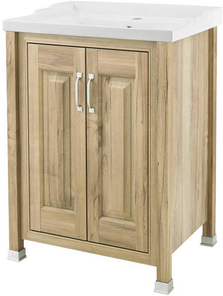 Example image of Old London Furniture 600mm Vanity, 600mm WC & Tall Unit (Walnut).