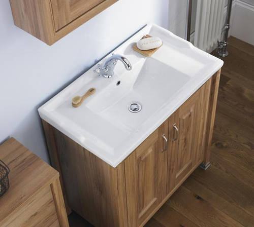 Example image of Old London Furniture 600mm Vanity, 600mm WC & Tall Unit (Walnut).