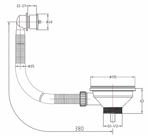 Technical image of Wastes Basket Strainer Waste With Overflow (Stainless Steel).