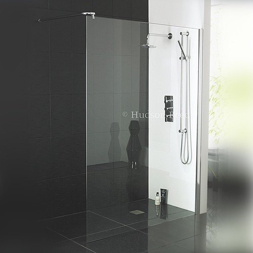 Larger image of Hudson Reed Wet Room Glass Shower Screen & Arm (1400x1950mm).