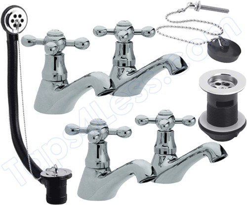 Larger image of Viscount Tap Pack With Basin Taps, Bath Taps And Wastes.