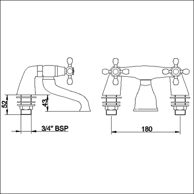 Technical image of Viscount Bath Filler (Chrome)