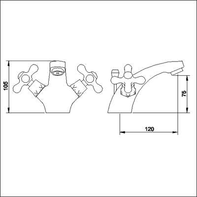 Technical image of Ultra Nostalgic Mono Basin Mixer + Pop Up Waste (Gold)