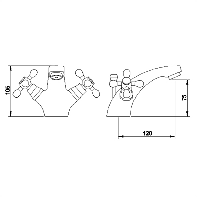 Technical image of Viscount Mono basin mixer tap & waste (Antique Gold, Special Order)