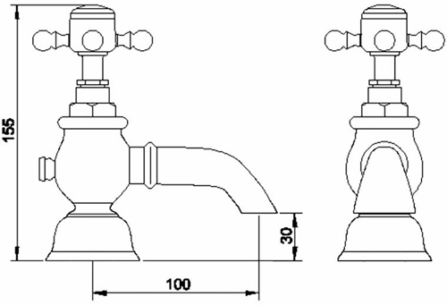 Technical image of Ultra York Basin & Bath Tap Pack (Chrome).