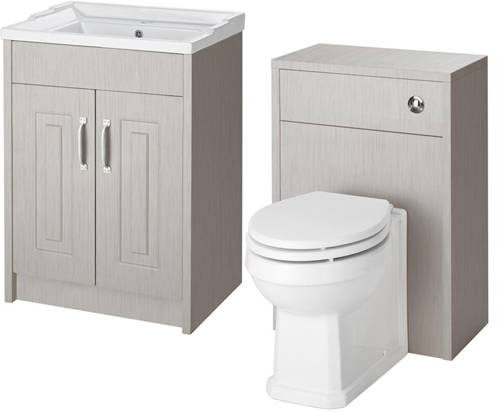 Larger image of Old London York 600mm Vanity Unit & 500mm WC Unit Pack (Grey).