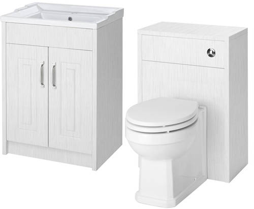 Larger image of Old London York 600mm Vanity Unit & 500mm WC Unit Pack (White).