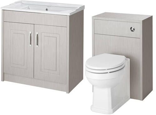 Larger image of Old London York 800mm Vanity Unit & 500mm WC Unit Pack (Grey).