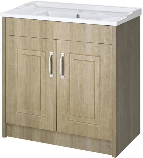 Example image of Old London York 800mm Vanity Unit & 500mm WC Unit Pack (Oak).