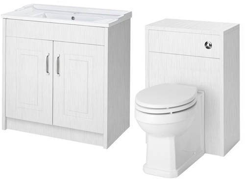 Larger image of Old London York 800mm Vanity Unit & 500mm WC Unit Pack (White).