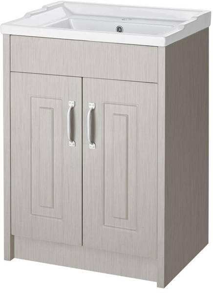 Example image of Old London York 600mm Vanity, 500mm WC Unit & Mirror Cabinet Pack (Grey).