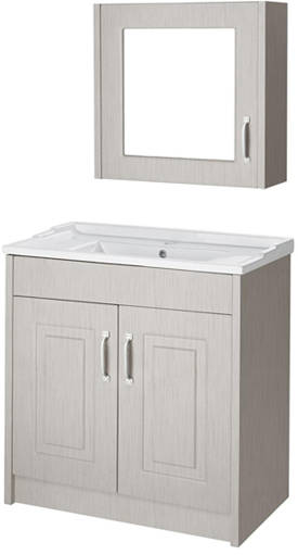 Larger image of Old London York 800mm Vanity Unit & Mirror Cabinet Pack (Grey).