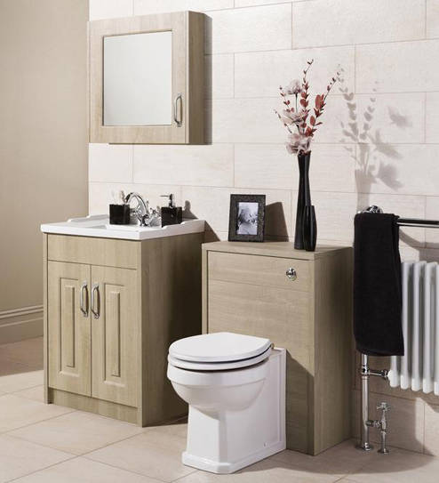 Example image of Old London York 800mm Vanity Unit & Mirror Cabinet Pack (Oak).