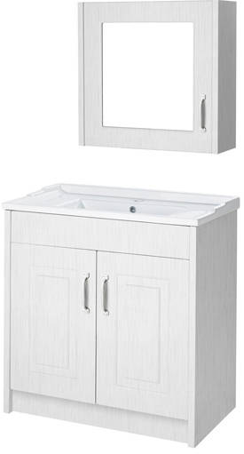 Larger image of Old London York 800mm Vanity Unit & Mirror Cabinet Pack (White).