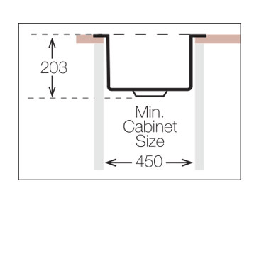 Technical image of UKINOX ColorX Flush Mount Kitchen Sink (450/505mm, Titanium).
