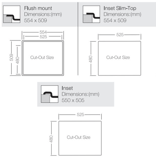 Technical image of UKINOX ColorX Inset Slim Top Kitchen Sink (550/505mm, Black).
