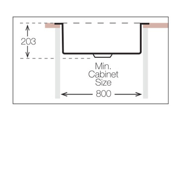 Technical image of UKINOX ColorX Inset Slim Top Kitchen Sink (785/440mm, Black).