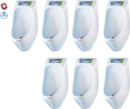Larger image of Waterless Urinal 7 x Eco Plus Urinal With Trap & ActiveCube (Polycarbonate).