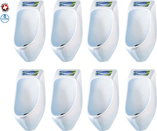 Larger image of Waterless Urinal 8 x Eco Plus Urinal With Trap & ActiveCube (Polycarbonate).