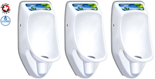 Larger image of Waterless Urinal 3 x Compact Plus Urinal, Trap & ActiveCube (Polycarbonate).