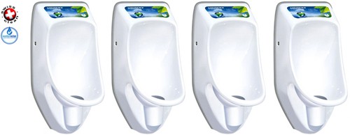 Larger image of Waterless Urinal 4 x Compact Plus Urinal, Trap & ActiveCube (Polycarbonate).