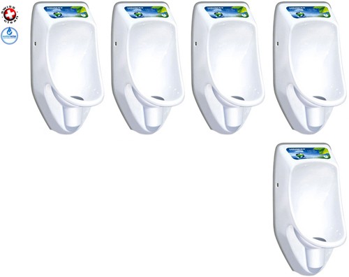 Larger image of Waterless Urinal 5 x Compact Plus Urinal, Trap & ActiveCube (Polycarbonate).