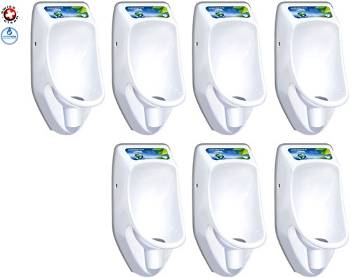 Larger image of Waterless Urinal 7 x Compact Plus Urinal, Trap & ActiveCube (Polycarbonate).