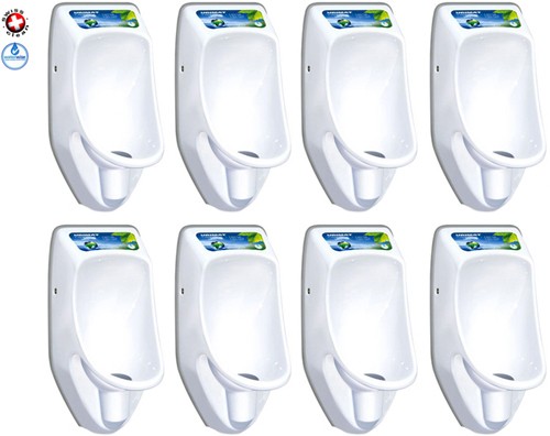 Larger image of Waterless Urinal 8 x Compact Plus Urinal, Trap & ActiveCube (Polycarbonate).