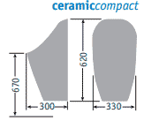 Technical image of Waterless Urinal 3 x Ceramic Compact Urinal With Trap & ActiveCube.