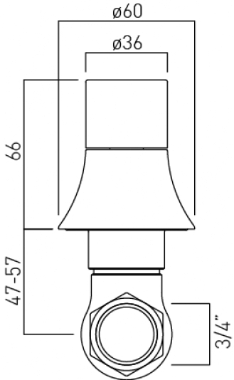 Technical image of Vado Altitude Thermostatic Shower Valve With Stop Valve (Chrome).