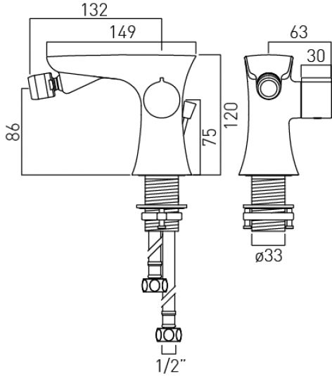 Technical image of Vado Altitude Bidet Mixer & Progressive Basin Tap Pack (Chrome).