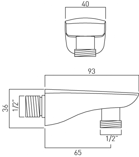 Technical image of Vado Altitude Shower Wall Outlet (Chrome).