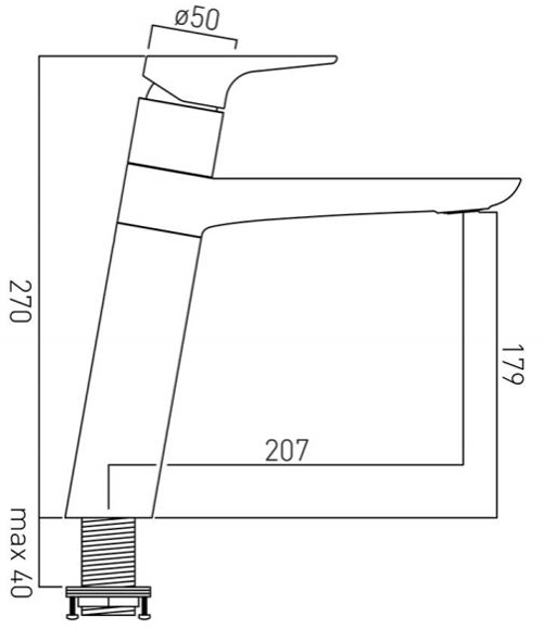 Technical image of Vado Ascent Kitchen Sink Mixer Tap With Swivel Spout (Chrome).