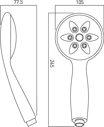 Technical image of Vado Atmosphere Shower Handset With Air Injection (Water Saving).